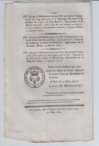 BULLETIN DES LOIS N°594 / Mars 1823