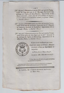 BULLETIN DES LOIS N°594 / Mars 1823. undefined