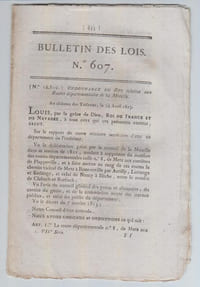BULLETIN DES LOIS N°607 / Mai 1823.