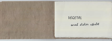 Végétal [LIVRE D'ARTISTE]. DIDIER-CHARLET (Sarah)