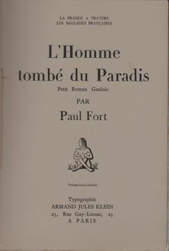 L'HOMME TOMBE DU PARADIS : Petit roman gaulois.. FORT (Paul)