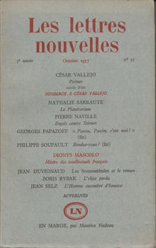 LES LETTRES NOUVELLES N°53 / Octobre 1957.. NADEAU (Maurice)