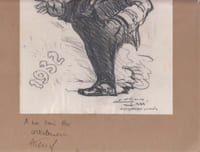 Caricature originale d’Édouard Herriot (1932).
[Signatures et envois conjoints de l'artiste et de l'homme politique]