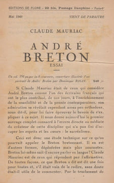 ANDRÉ BRETON : essai.. MAURIAC (Claude)