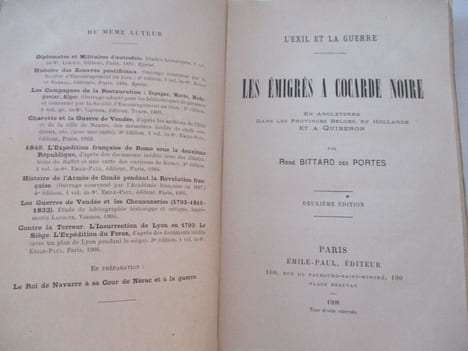 Bretagne - L'exil et la guerre -  Les Émigrés à cocarde noire, en Angleterre, dans les provinces belges, en Hollande et à Quiberon de  René Bittard ...