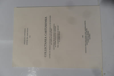 Collectanea Cartusiensia - Séries: Analecta Cartusiana - 82:1 - Lettre du prieur Guigues Ier à un ami sur la vie solitaire / Gaston Hocquard     - Les Tixier : trois frères Chartreux / Pierre Bujon de l'Estang     - The charterhouse of Erfurt / by James Hogg. JOINT : Archives de l'ouvrage de P. BUJON de l'ESTANG pour l'ouvrage sur les Tixier (Photographies, correspondances, enquêtes, courriers, etc.. )