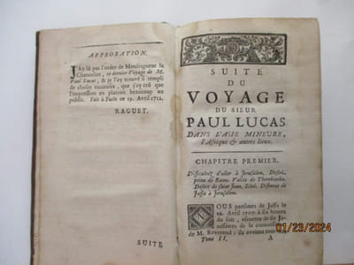 Voyage du Sieur Lucas fait par ordre du Roy dans la Grèce, L'Asie mineure, La Macedoine et l'Afrique - T. II seul. - ComprendMémoire pour servir à l'Histoire de Tunis en 1684 (complet), etc)