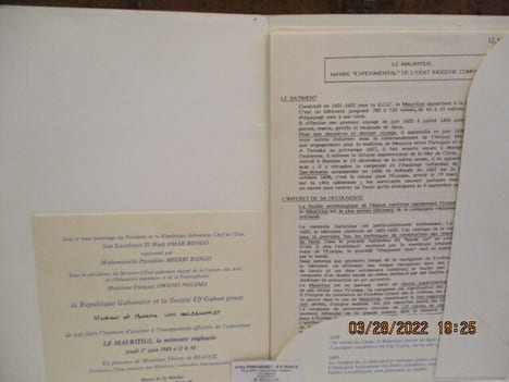 La Mauritius - La mémoire engloutie - Musée de la Marine - 2 Plaquettes: Musée de la Marine, 16 mars au 11 septembre 1989 & Musée de la Marine, ...