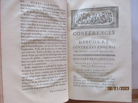 Religion - Conférences ou discours contre le Ennemis de Notre Sainte Religion, SAVOIR, les Athés, les Déistes, les Tolérants, les Juifs, les ...
