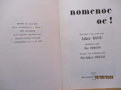 NOMENOE OE! de Jakez Riou - Illustrations de Pierre PERON