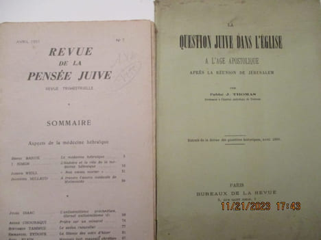 - La question juive dans l'Eglise à l'Age apostolique après la Réunion de Jérusalem - Revue de la pensée juive - Sommaire: La médecine hébraïque - ...