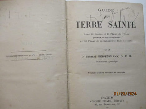 Palestine - Guide la Terre Sainte par P. Barnabé Meistermann -- Guide Archéologique de la Terre Sainte par J. Murphy-O' Connor - 2 ouvrages. Père ...
