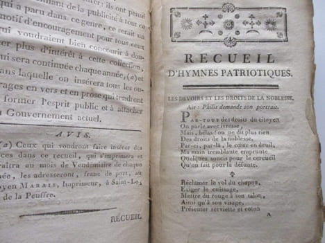 Révolution - I) Recueil d'hymnes républicaines qui ont paru à l'occasion de la fête à l'Etre suprême, qui a été célébrée Décadi 20 prairial, l'an ...