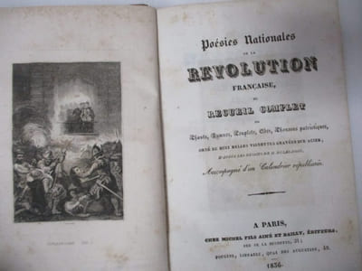 Poésies Nationales de la Révolution Française, ou recueil complet des chants, hymnes, couplets, chansons patriotiques, ornés de huit belles vignettes gravées sur acier, d'après les dessins de H. Delalaisse, accompagné d'un calendrier républicain