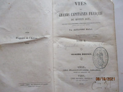Vies des Grands Capitaines Francais du Moyen Age pour servir de complément à l'histoire génerale de la France aux XII XIII XIV et XV Siécle, aux XII, XIII, XIV, et XV ° Siècle.(Du Guesclin, liste des Chevaliers et Ecuyers bretons qui l' accmpagnèrent dans ses diverses expéditions)- Olivier de Clisson