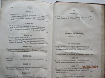 Vies des Grands Capitaines Francais du Moyen Age pour servir de complément à l'histoire génerale de la France aux XII XIII XIV et XV Siécle, aux XII, XIII, XIV, et XV ° Siècle.(Du Guesclin, liste des Chevaliers et Ecuyers bretons qui l' accmpagnèrent dans ses diverses expéditions)- Olivier de Clisson