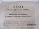 Bretagne - Récit de l'auxiliaire Breton sur l'exécution des chouans POULAIN et LOUIS, en réponse aux mensonges des feuilles carlistes, par Em. ...