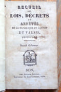 Recueil des lois, décrets et arrêtés du Valais, depuis 1815. Second volume.  par [Valais]  - Image 2