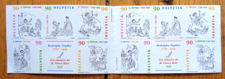 Carnet de timbres Rodolphe Töpffer "Les Amours de M. Vieux Bois".