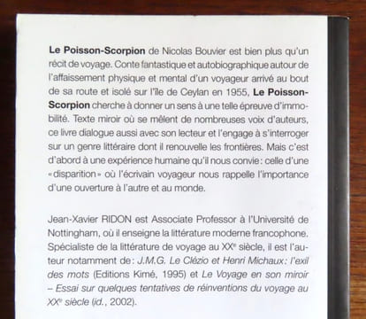 Le Poisson-Scorpion de Nicolas Bouvier. . [Bouvier Nicolas] Jean-Xavier Ridon: 