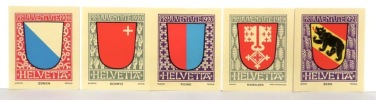 Reproductions de timbres des armoiries cantonales suisses, 1918 à 1926. . [Pro Junventute]: 