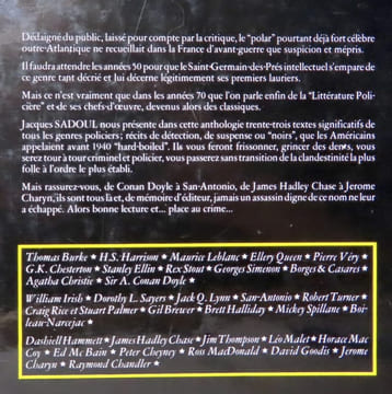 Anthologie de la littérature policière. De Conan Doyle à Jérôme Charyn. . Sadoul Jacques: