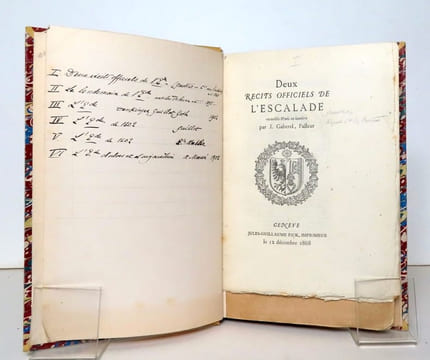 Ensemble de documents autour de l'Escalade. I: Deux récits officiels de l'Escalade (Fick 1868) - Le lendemain de l'Escalade (Tribune de Genève 1895) - ...