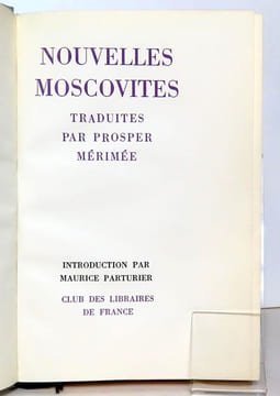 Contes et nouvelles moscovites, traduits par Prosper Mérimée. . Pouchkine Alexandre, Tourgeniev Iva, Mérimée Prosper (trad.):