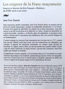 Les origines de la Franc-Maçonnerie. Sources et histoire du rite français "moderne" du XVIIIe siècle à nos jours.  par Tournié Jean-Yves:  - Image 2