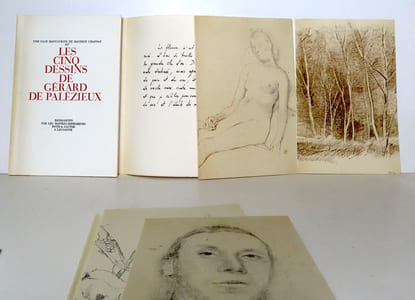 Verdures de la nuit - Les grandes journées de printemps - Testament du Haut-Rhône - Office des morts - Tendres campagnes / Une page manuscrite de Maurice Chappaz et les cinq dessins de Gérard de Palézieux reproduits par les maîtres-imprimeurs Roth & Sauter à Lausanne.