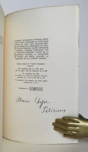 Verdures de la nuit - Les grandes journées de printemps - Testament du Haut-Rhône - Office des morts - Tendres campagnes / Une page manuscrite de Maurice Chappaz et les cinq dessins de Gérard de Palézieux reproduits par les maîtres-imprimeurs Roth & Sauter à Lausanne.