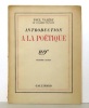 Introduction à la poétique. . Valéry Paul: 
