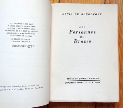 Les personnes du drame. . Rougemont Denis de: