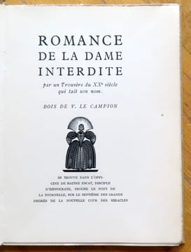 Romance de la Dame interdite. Par un Trouvère du XXème siècle qui tait son nom. . [Berry André]: 
