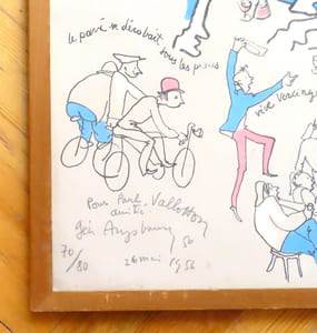 Les copains - Lithographie signée, avec envoi autographe.