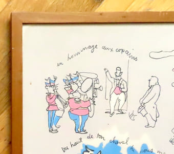 Les copains - Lithographie signée, avec envoi autographe.