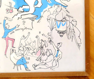 Les copains - Lithographie signée, avec envoi autographe.