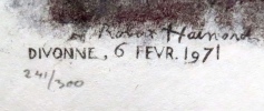Vol de nuit, Divonne, 6 Févr. 1971 - Bois original signé et numéroté. . Hainard Robert: 