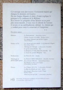 Pourquoi Genève adopta la Réforme. Hier aujourd'hui demain.
