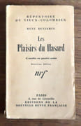 Les plaisirs du hasard. Comédie en quatre actes -  Répertoire du Vieux-Colombier.  par Benjamin René: 