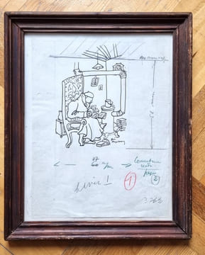 Charles Albert Cingria - Dessin original signé. . Augsbourg Géa: 