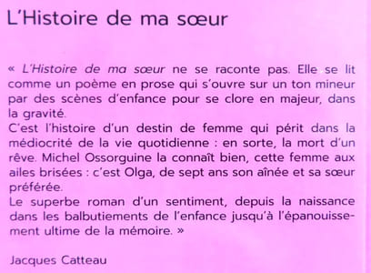 L'histoire de ma soeur. 