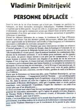 Personne déplacée. Entretiens avec Jean-Louis Kuffer. . Dimitrijevic Vladimir, Kuffer Jean-Louis: