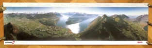 Panorama a&eacute;rien &agrave; 300 degr&eacute;s de la Suisse primitive prise en dessus du Urmiberg, canton de Schwyz. . [Swissair] Weck Roger de: 