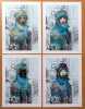Transit - Portrait de Farida / Irina / Mamadi / Yoko. Lot de 100 (4 x 25) grandes cartes. . Bilal Enki: 
