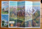 Lötschental, Lötschberg, Aletsch, Simplon. Carte à vol d'oiseau avec propositions d'excursions. Bird's eye map with proposals for excursions. ...