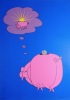 Affiche pour le 700e anniversaire de la Confédération - Tirelire petit cochon qui rêve de soleil. . Domenjoz Valérie: 