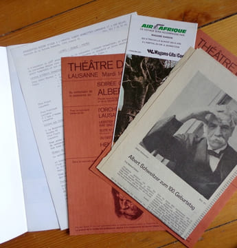 Centième anniversaire de la naissance d'Albert Schweitzer. . [Schweizer] Jean Rostand, Henry Babel, Ernest Christen, Raoul Follereau, Liliane ...