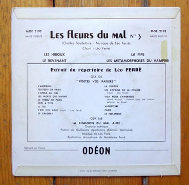 Les fleurs du mal chantées par Léo Ferré (3). . Baudelaire Charles, Ferré Léo: