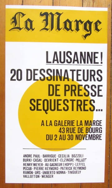 Lausanne: 20 dessinateurs de presse s&eacute;questr&eacute;s &agrave; la galerie La Marge. . 